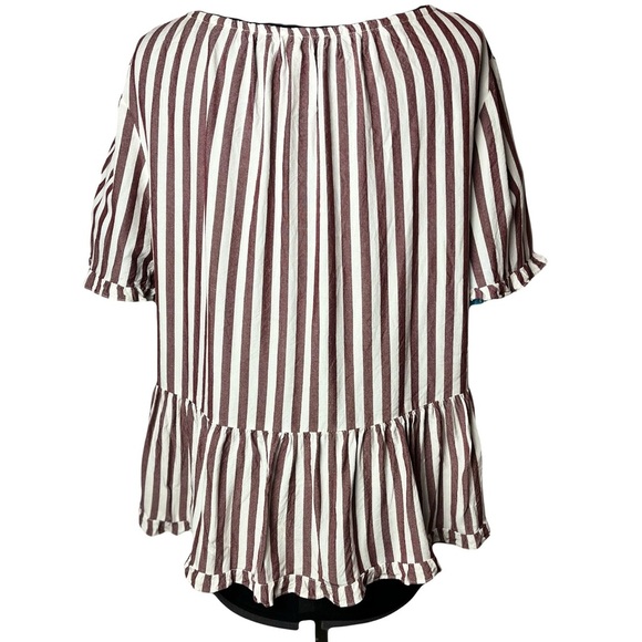 Madewell | Striped Stanza Ruffle Hem Short Sleeve Peplum Top, XL - Picture 3 of 10